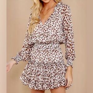Skylar + Madison Leopard Print Long Sleeve Dress